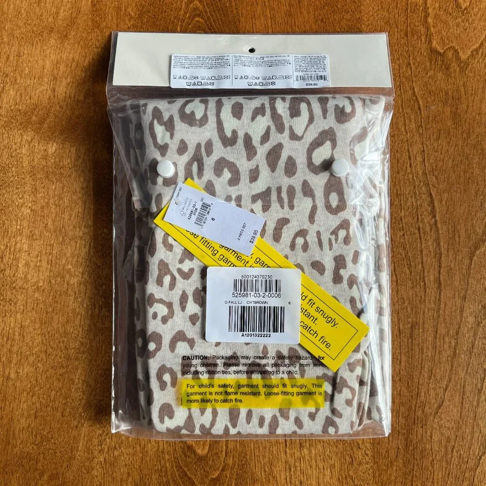 Gap organic cheetah pajamas 6 NWT